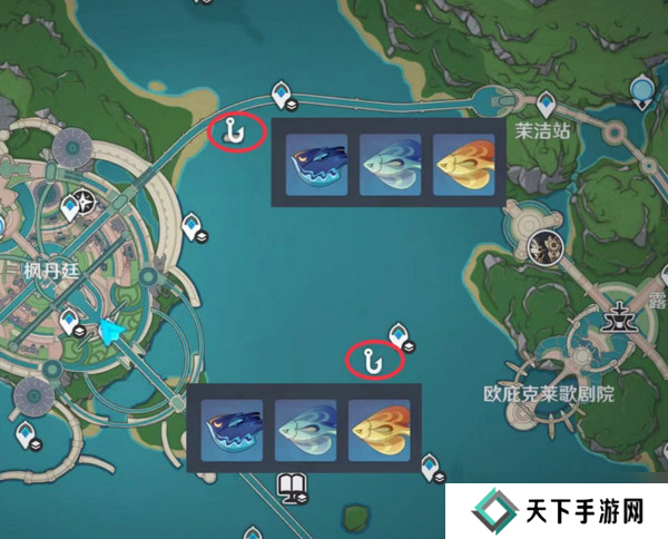 原神灰河渡手钓鱼地点分布图 灰河渡手精炼材料钓鱼点位攻略[多图]
